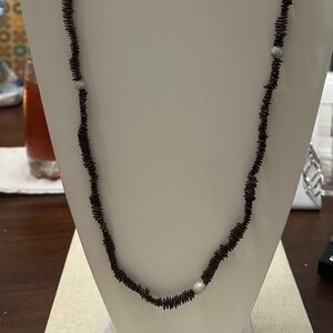 🧡 38” Brown Seed White Bean Necklace 🧡